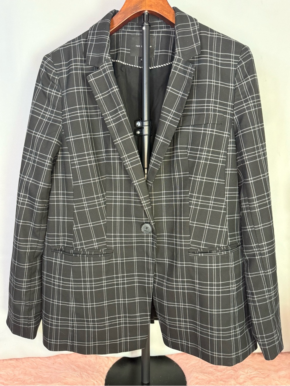 The Limited Charcoal Plaid Single-Button Blazer Size 14